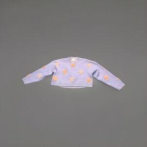 Mabel Stardust Lavender Cropped Sweater Small Pastel Cozy Knit Star Fuzzy Kawaii